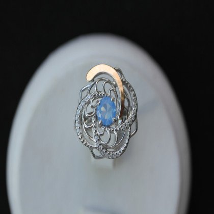 Перстень 349 альпініт молочно блакитний Rh Timofeev