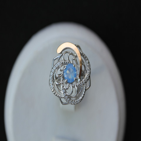 Перстень 349 альпініт молочно блакитний Rh Timofeev