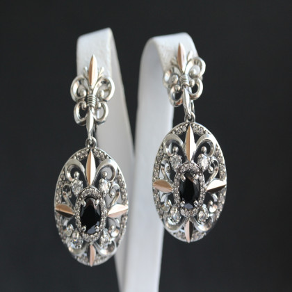 Сережки 366 цирконій чорний Timofeev