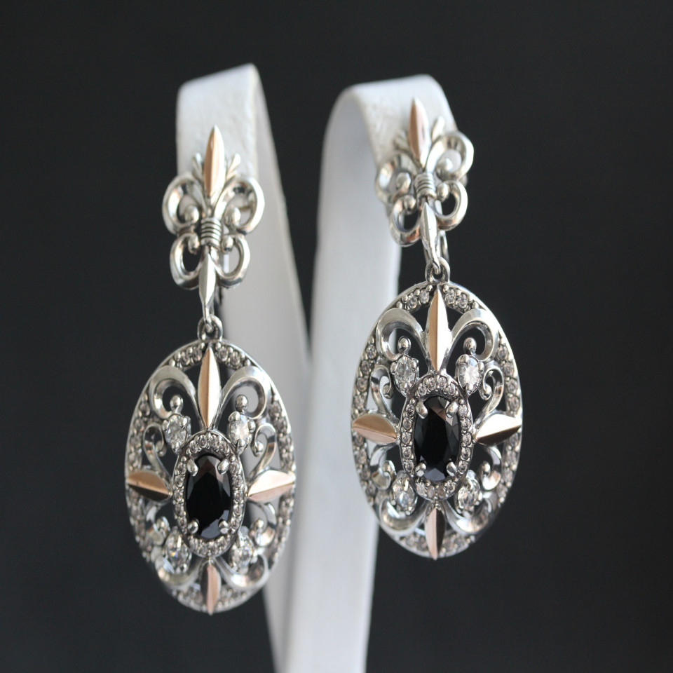 Сережки 366 цирконій чорний Timofeev