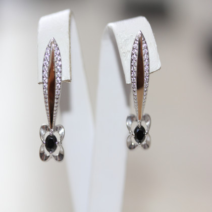 Сережки 371 цирконій чорний Rh Timofeev