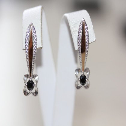 Сережки 371 цирконій чорний Rh Timofeev