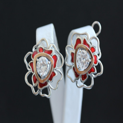 Сережки 374 цирконій білий Rh Timofeev