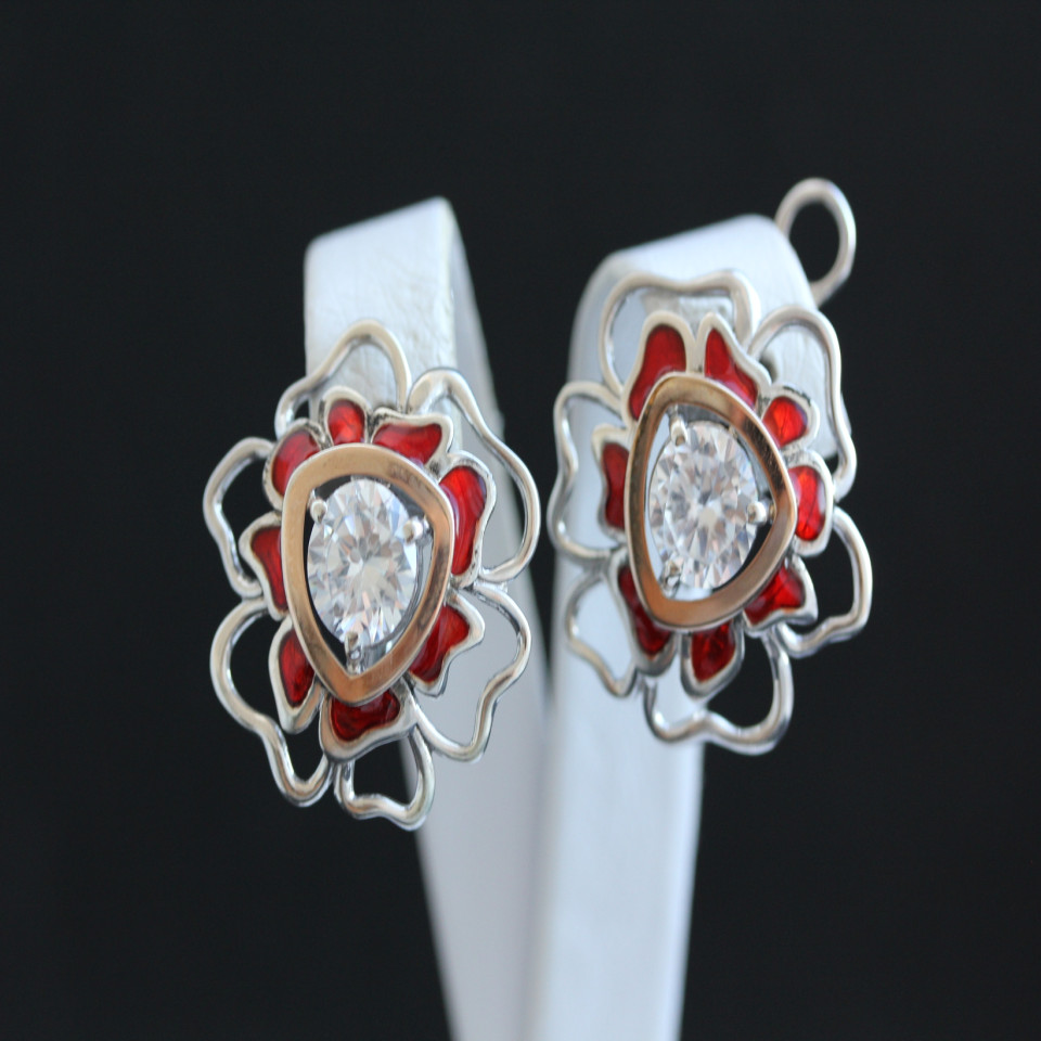 Сережки 374 цирконій білий Rh Timofeev