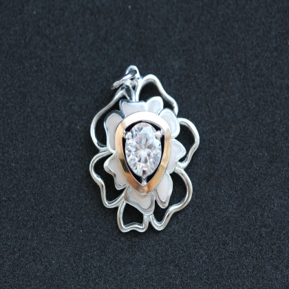 Підвіс 374 цирконій білий/емаль рожева Rh Timofeev