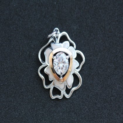 Підвіс 374 цирконій білий/емаль рожева Rh Timofeev