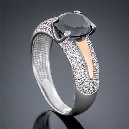 Перстень 486 цирконій чорний Rh Timofeev