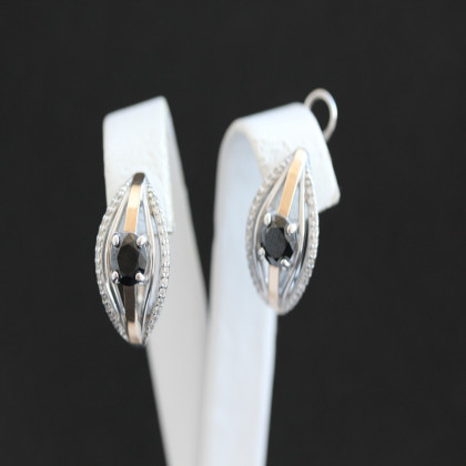 Сережки 377 цирконій чорний Rh Timofeev
