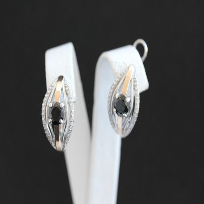 Сережки 377 цирконій чорний Rh Timofeev