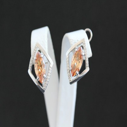 Сережки 379(2) цирконій шампань Rh Timofeev