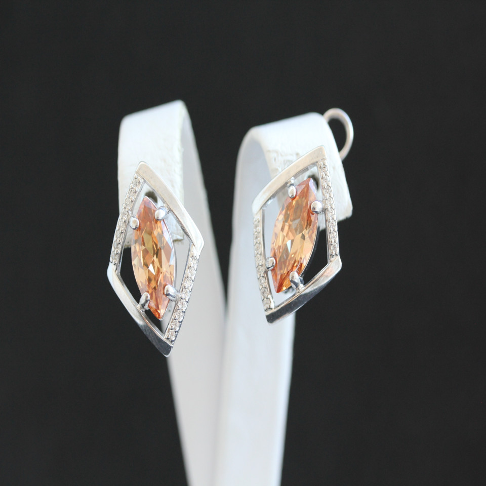 Сережки 379(2) цирконій шампань Rh Timofeev