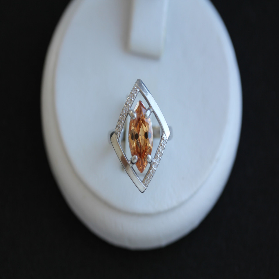 Перстень 379(2) цирконій шампань Rh Timofeev