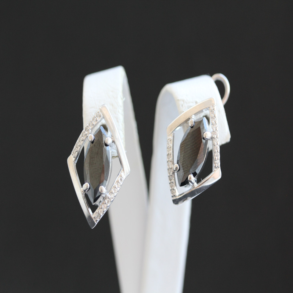 Сережки 379(2) цирконій чорний Rh Timofeev