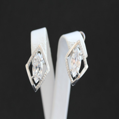 Сережки 379(2) цирконій білий Rh Timofeev