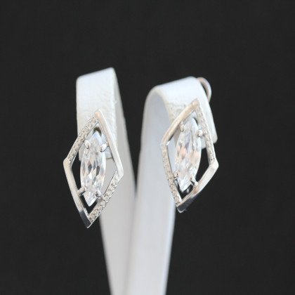 Сережки 379(2) цирконій білий Rh Timofeev