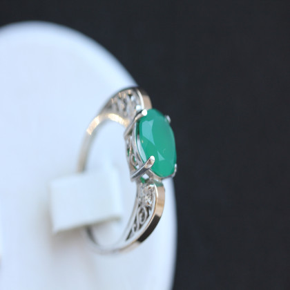 Перстень 384 агат зелений Rh Timofeev