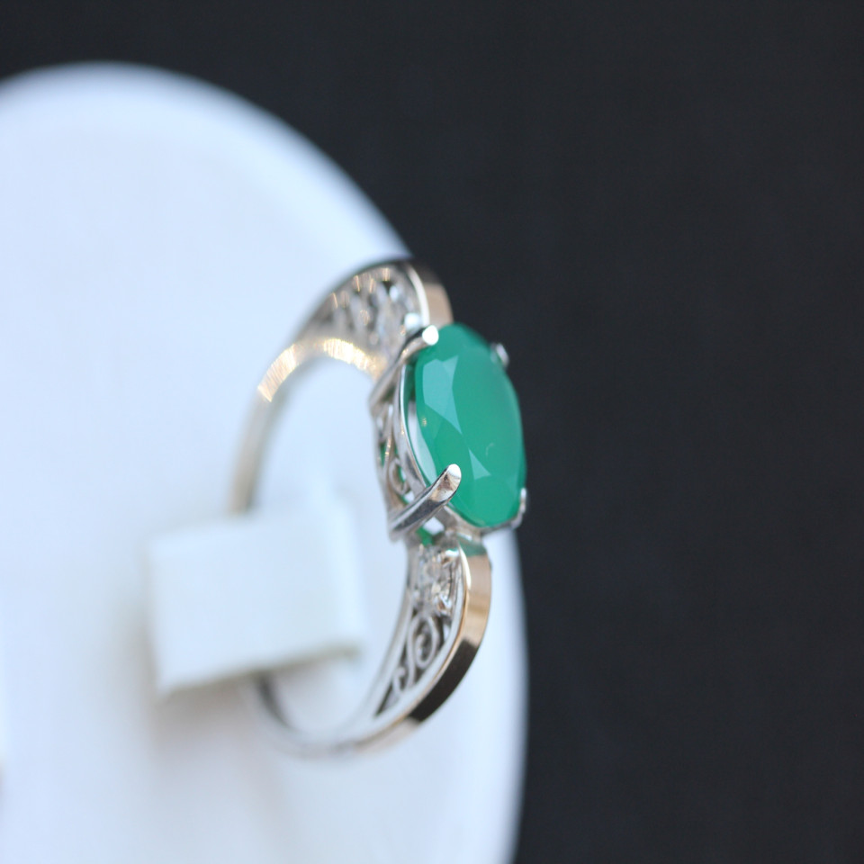 Перстень 384 агат зелений Rh Timofeev