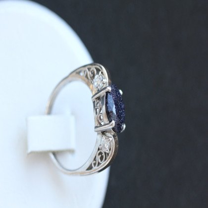 Перстень 384 авантюрин синій Rh Timofeev