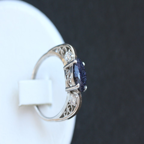 Перстень 384 авантюрин синій Rh Timofeev