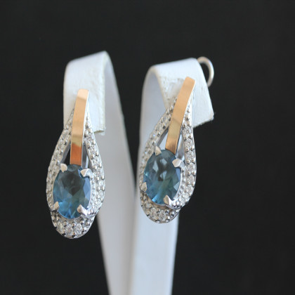 Сережки 385 кварц океан Rh Timofeev