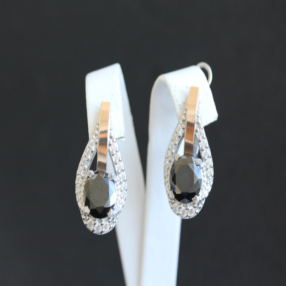 Сережки 385 цирконій чорний Rh Timofeev