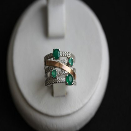 Перстень 392 агат зелений Rh Timofeev