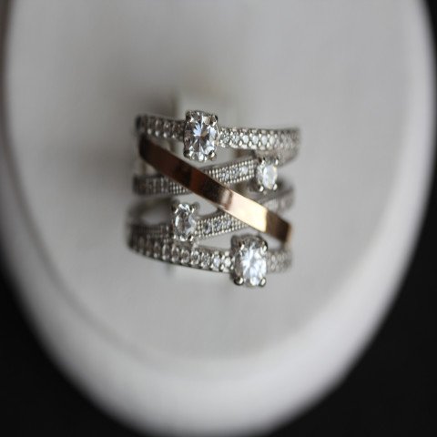 Перстень 392 цирконій білий/цирконій білий Rh Timofeev