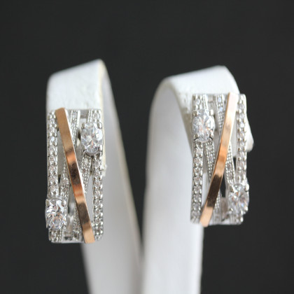 Сережки 392 цирконій білий/цирконій білий Rh Timofeev