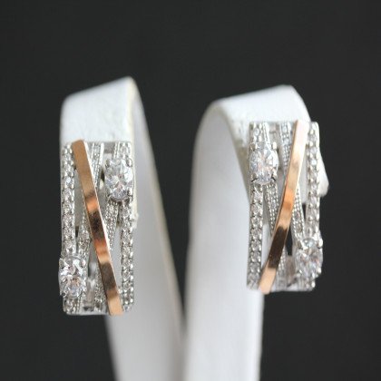 Сережки 392 цирконій білий/цирконій білий Rh Timofeev