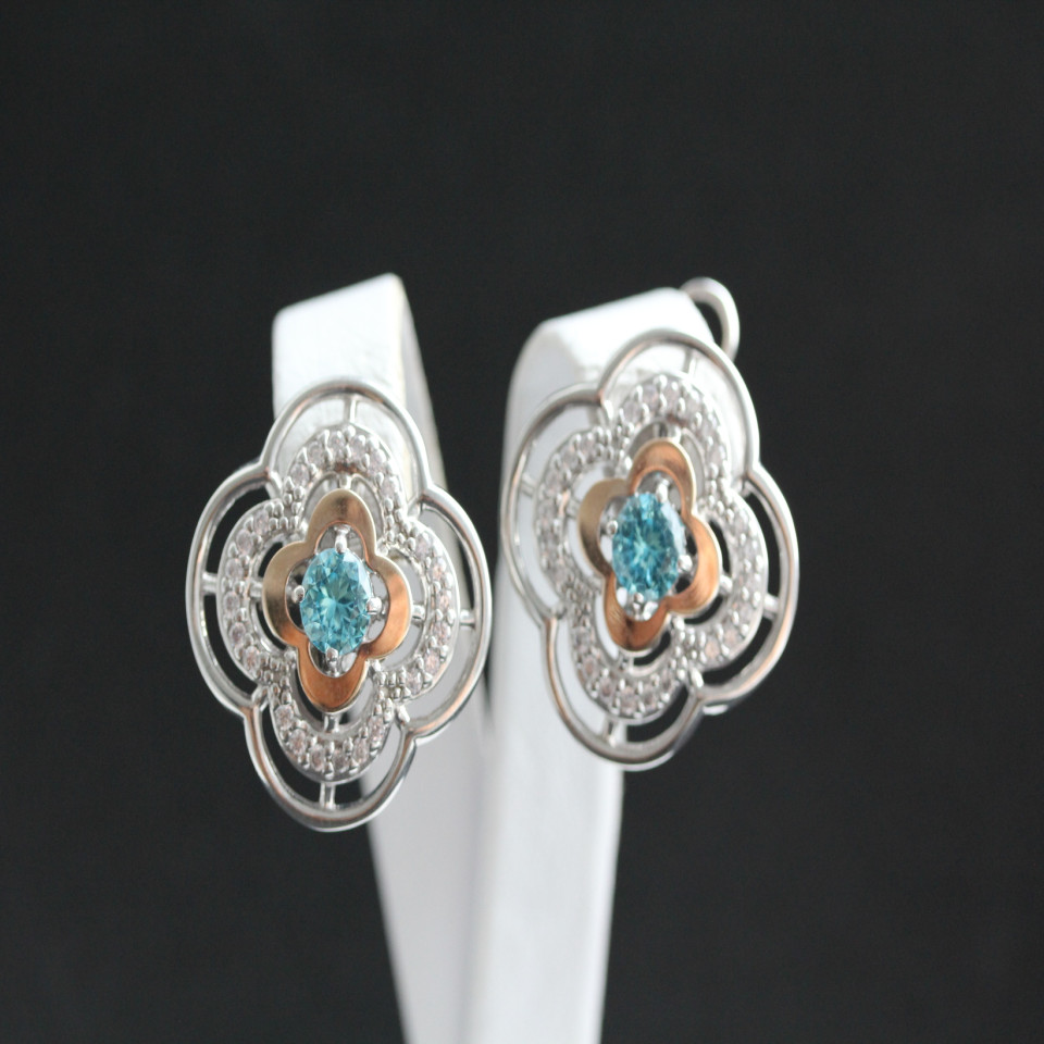 Сережки 395 альпініт блакитний Rh Timofeev