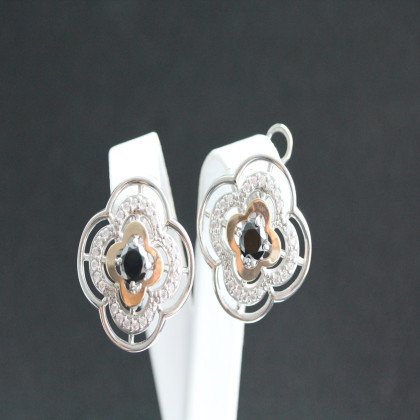 Сережки 395 цирконій чорний Rh Timofeev