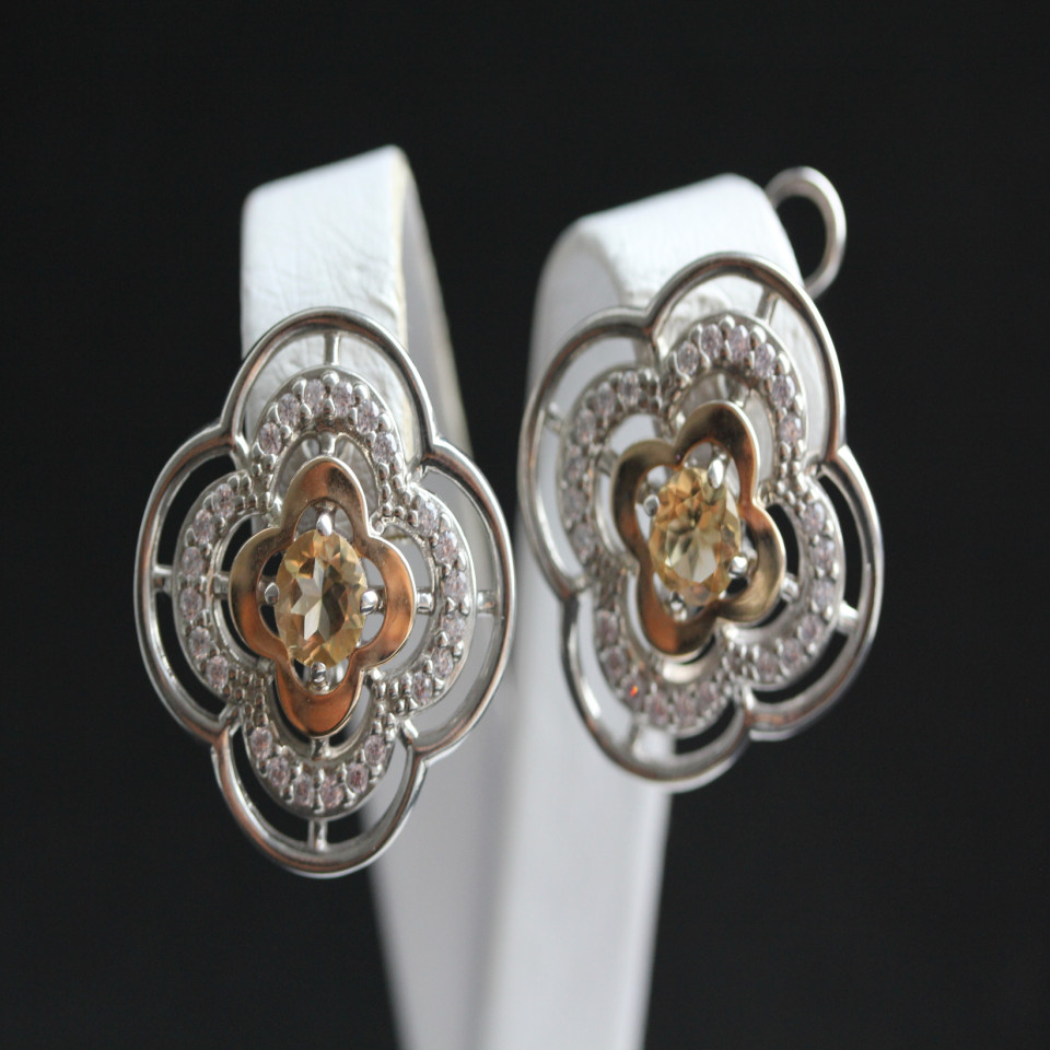 Сережки 395 цитрин Rh Timofeev