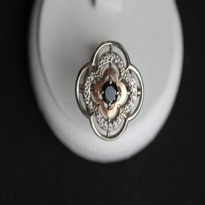 Перстень 395 цирконій чорний Rh Timofeev