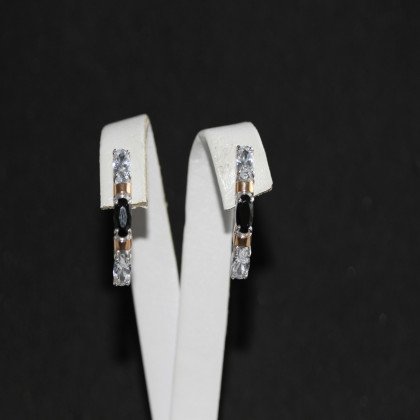 Сережки 396 цирконій біло чорний Rh Timofeev