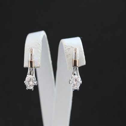 Сережки 398 цирконій білий Rh Timofeev
