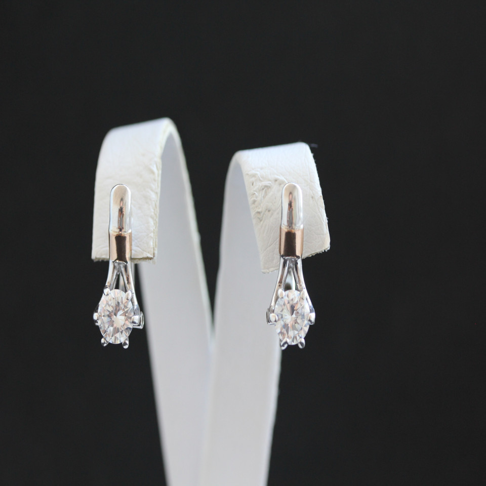 Сережки 398 цирконій білий Rh Timofeev