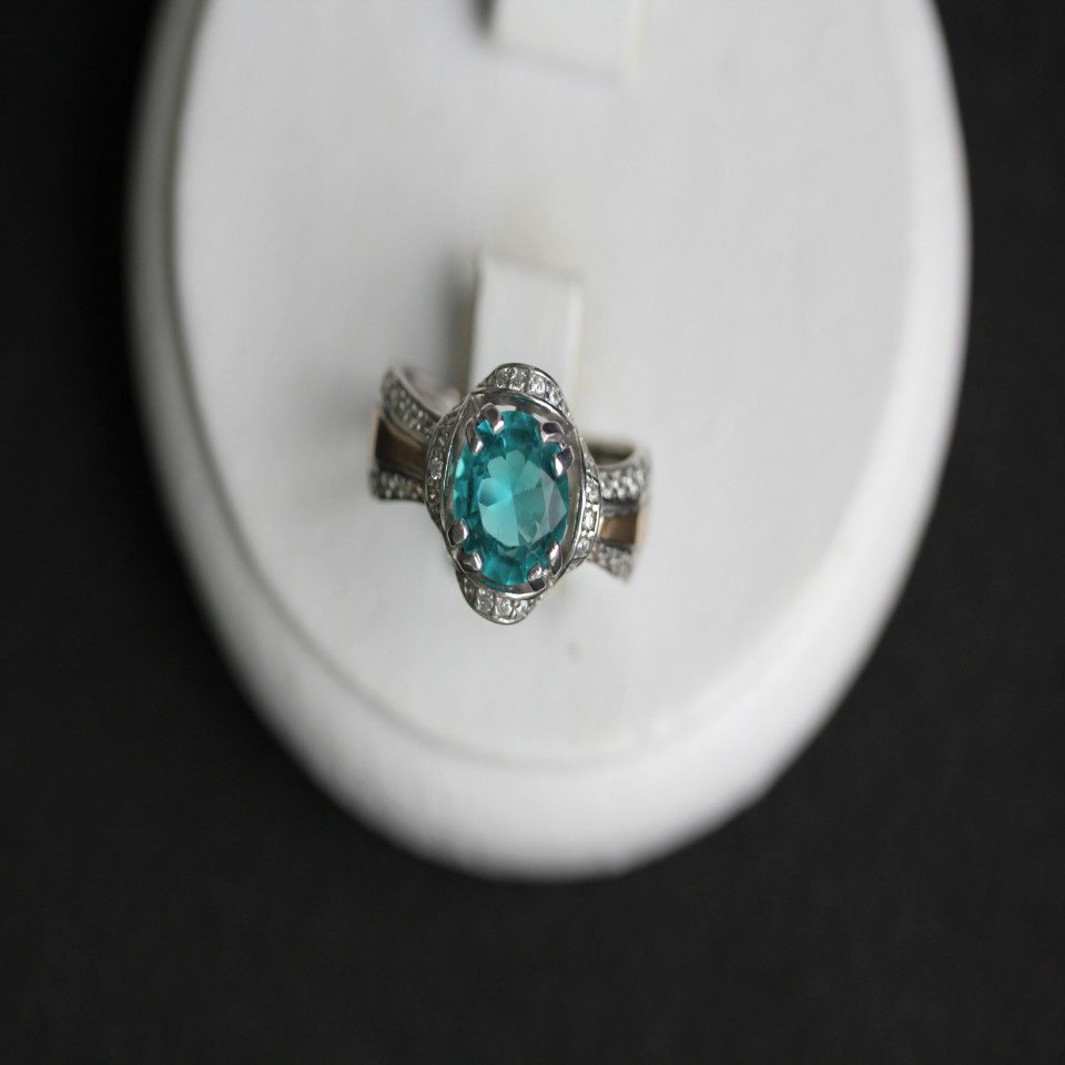 Перстень 552 кварц зелений Rh Timofeev