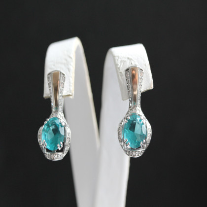 Сережки 552 кварц зелений Rh Timofeev