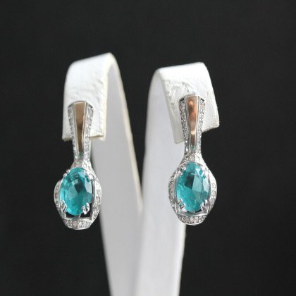 Сережки 552 кварц зелений Rh Timofeev