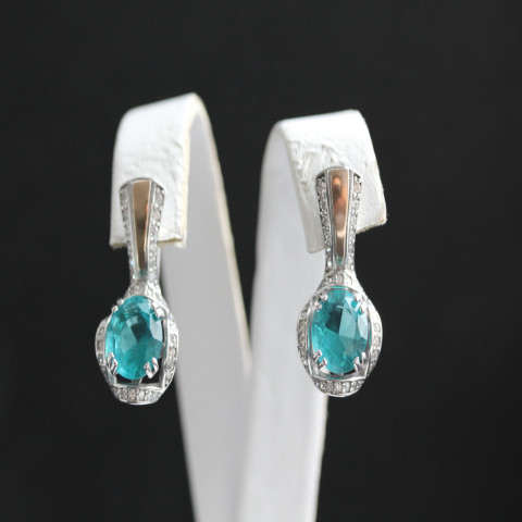 Сережки 552 кварц зелений Rh Timofeev