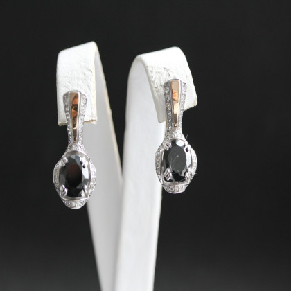 Сережки 552 цирконій чорний Rh Timofeev