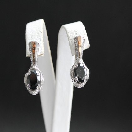 Сережки 552 цирконій чорний Rh Timofeev