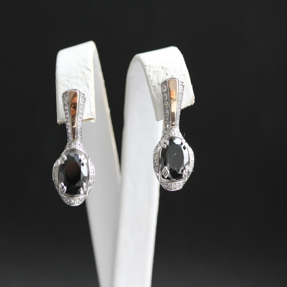 Сережки 552 цирконій чорний Rh Timofeev