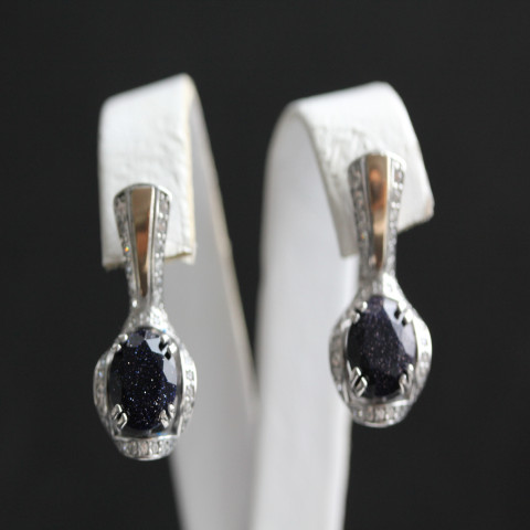 Сережки 552 авантюрин синій Rh Timofeev