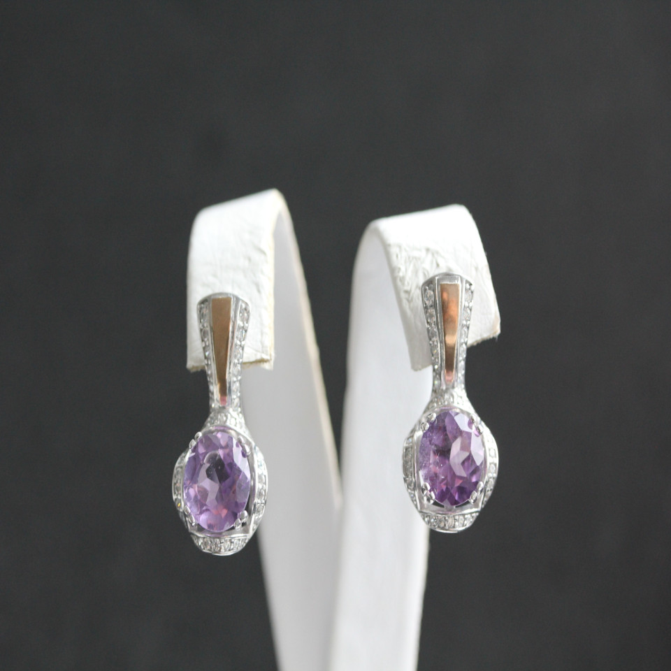 Сережки 552 аметист Rh Timofeev