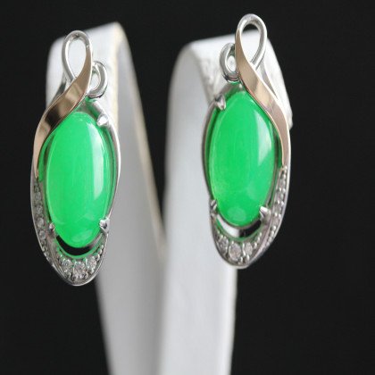 Сережки 277 авантюрин зелений Rh Timofeev