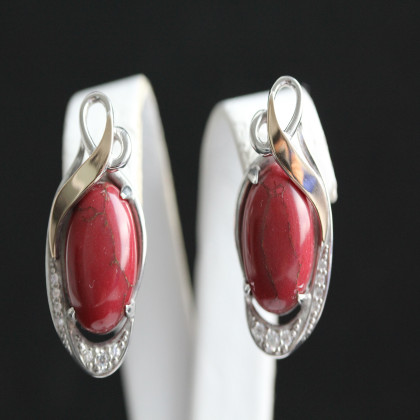 Сережки 277 яшма імітація Rh Timofeev