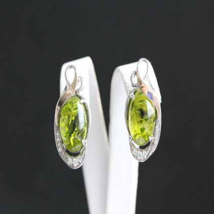 Сережки 277 янтарь зелений імітація Rh Timofeev