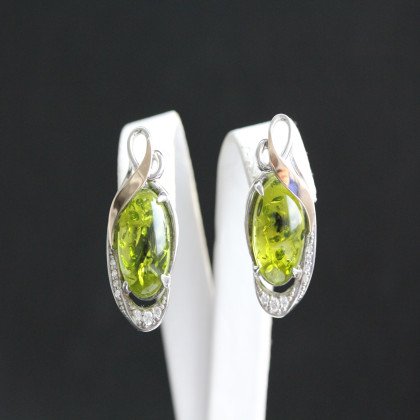 Сережки 277 янтарь зелений імітація Rh Timofeev