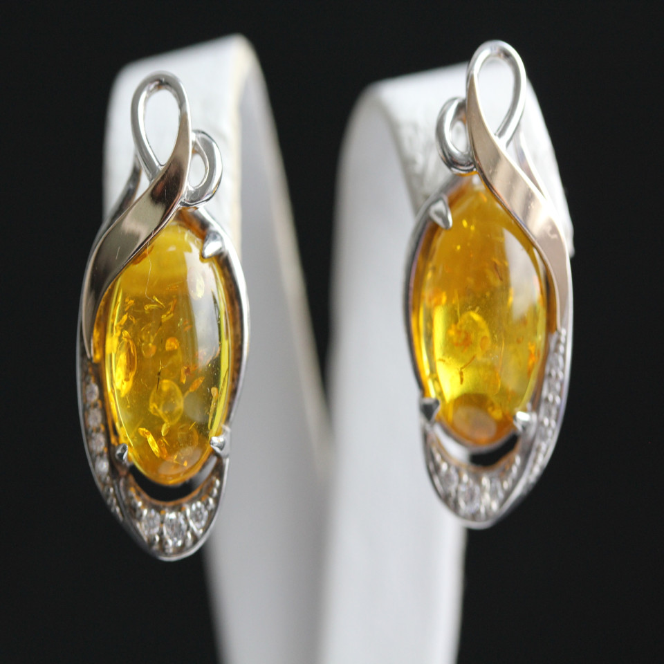 Сережки 277 янтарь Rh Timofeev